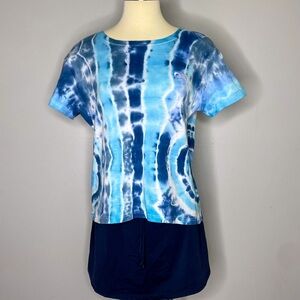 Wave inspired Tie Dye crop top tshirt from princess cruises size large Handmade